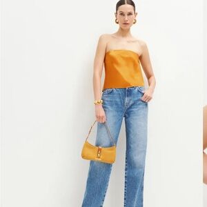 Reformation Orange Spritz Strapless Top